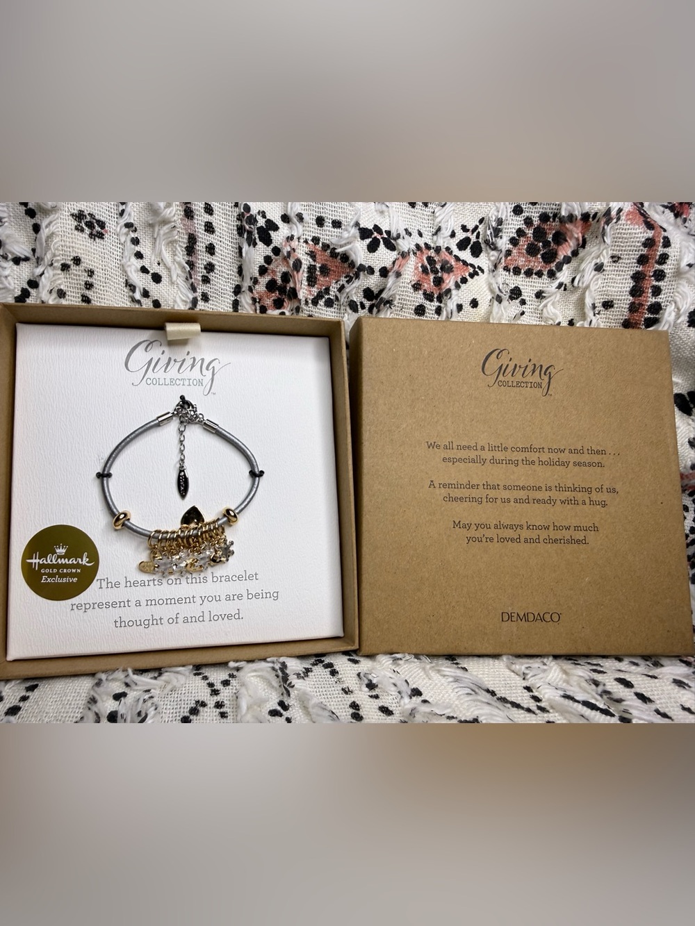 Hallmark Two-Tone Heart Charm Bracelet in Silver and Gold